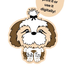 Digital Sticker, Shih Tzu Sticker, Dog Sticker