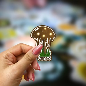 Digital Sticker, Zodiac Mushroom Sticker, Virgo Sticker