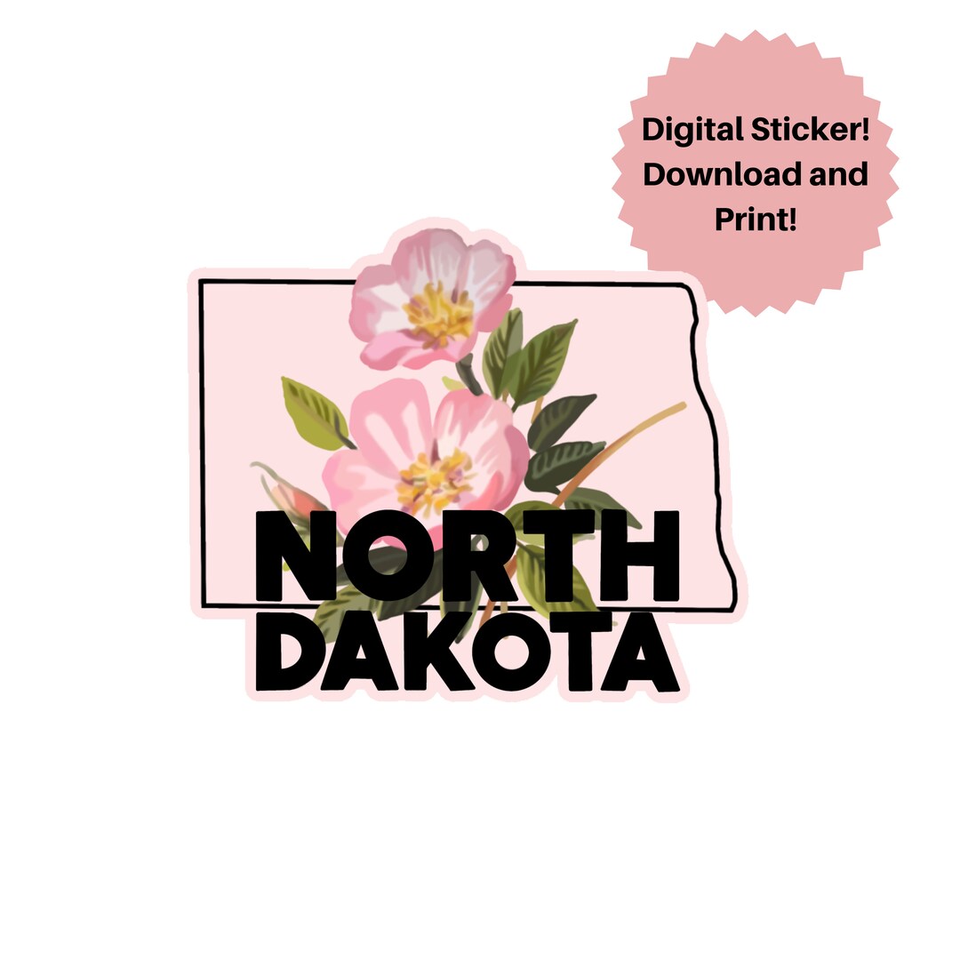North Dakota Sticker L Digital Sticker Download L State Sticker - Etsy