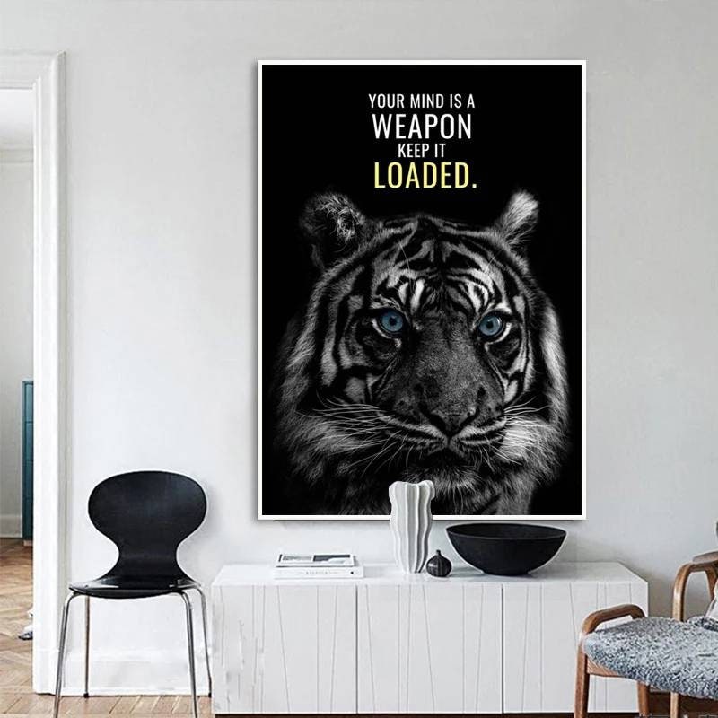 Wild Animal Poster Brief motiverend Citaat Wall Art Canvas