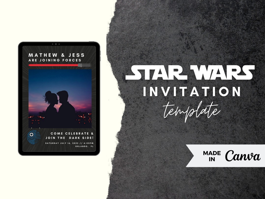 Star Wars Wedding Invitation Template, Save the Date, Engagement Party