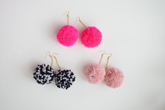 Big Chunky Pom Pom Earrings Big Fluffy Pom Pom Earrings Red Pom Pom Earring Statement Earring Festival Earrings Tribal Earrings Big Pompom Etsy UK