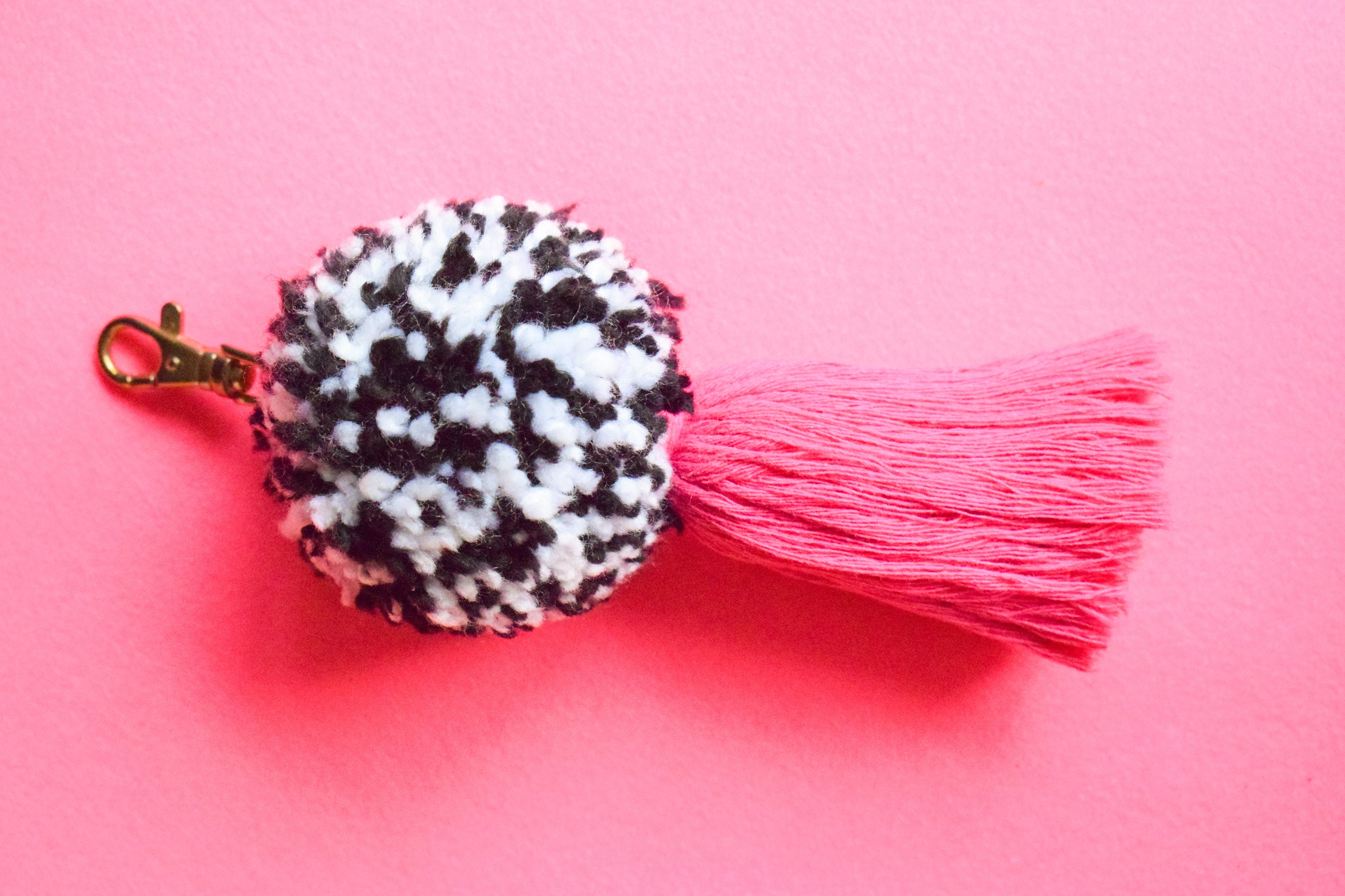 Big pom pom keychain Large pom pom keychain Tassel keychain Etsy