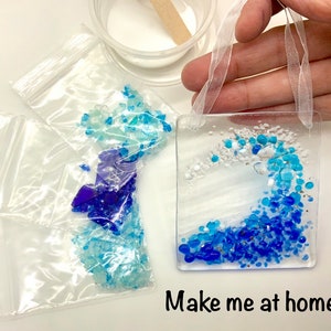 DIY Craft Kit Fused Glass Kit Suncatcher Sea Wave Gift for Her Gift For Him