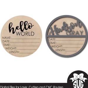 Baby aankondiging statistieken foto prop digitaal gesneden bestand Glowforge SVG-bestand lasersnijden | 1