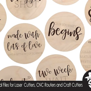 Fichier de coupe numérique de marqueurs photo d'étape de FIV | Glowforge | Fichier SVG | Découpe laser