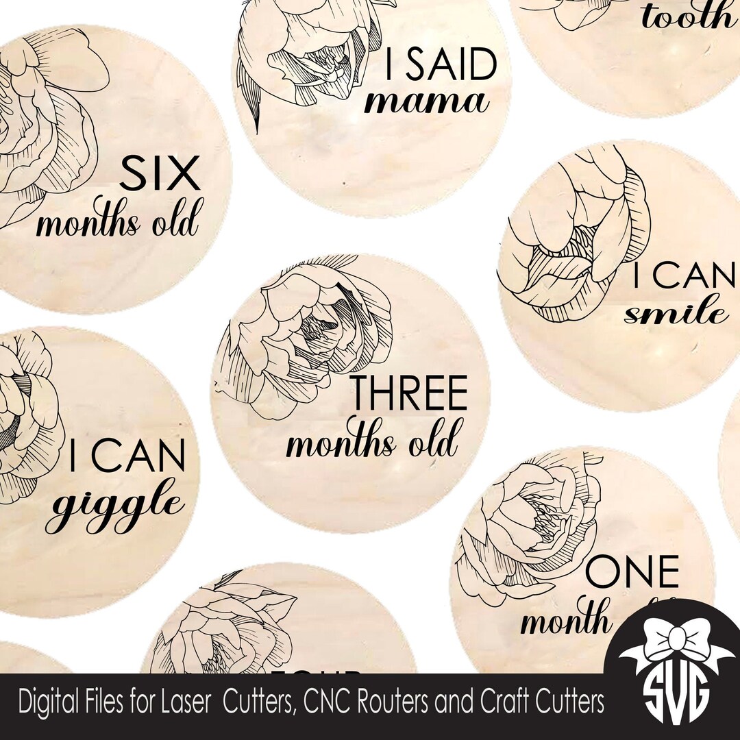 Peony Baby Monthly Milestone and Holiday Photo Markers Digital Cut File ...