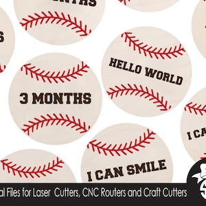 Baseball Baby Monatliche Meilenstein Foto Marker | Digital Schnitt Datei | Glowforge Cricut Shilouette | SVG-Datei Laserschnitt