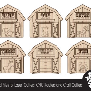 Marqueurs photo « Jalon mensuel » pour bébé de basse-cour | Fichier numérique découpé | Silhouette Cricut Glowforge | Fichier SVG | Découpe laser