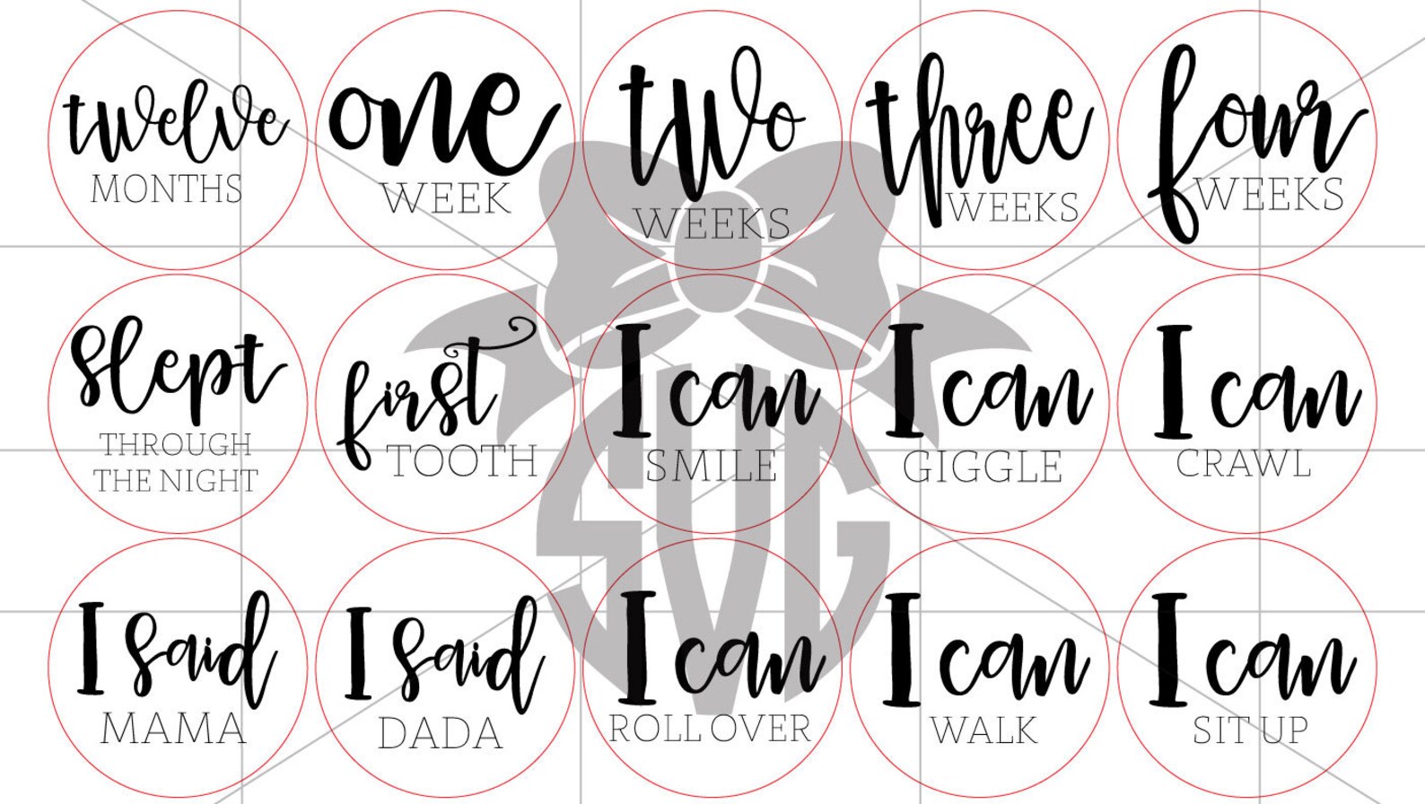 Baby Monthly Milestone and Holiday Photo Markers | Digital Cut File ...
