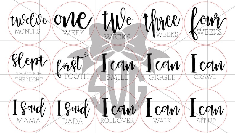 Baby Monthly Milestone and Holiday Photo Markers | Digital Cut File ...