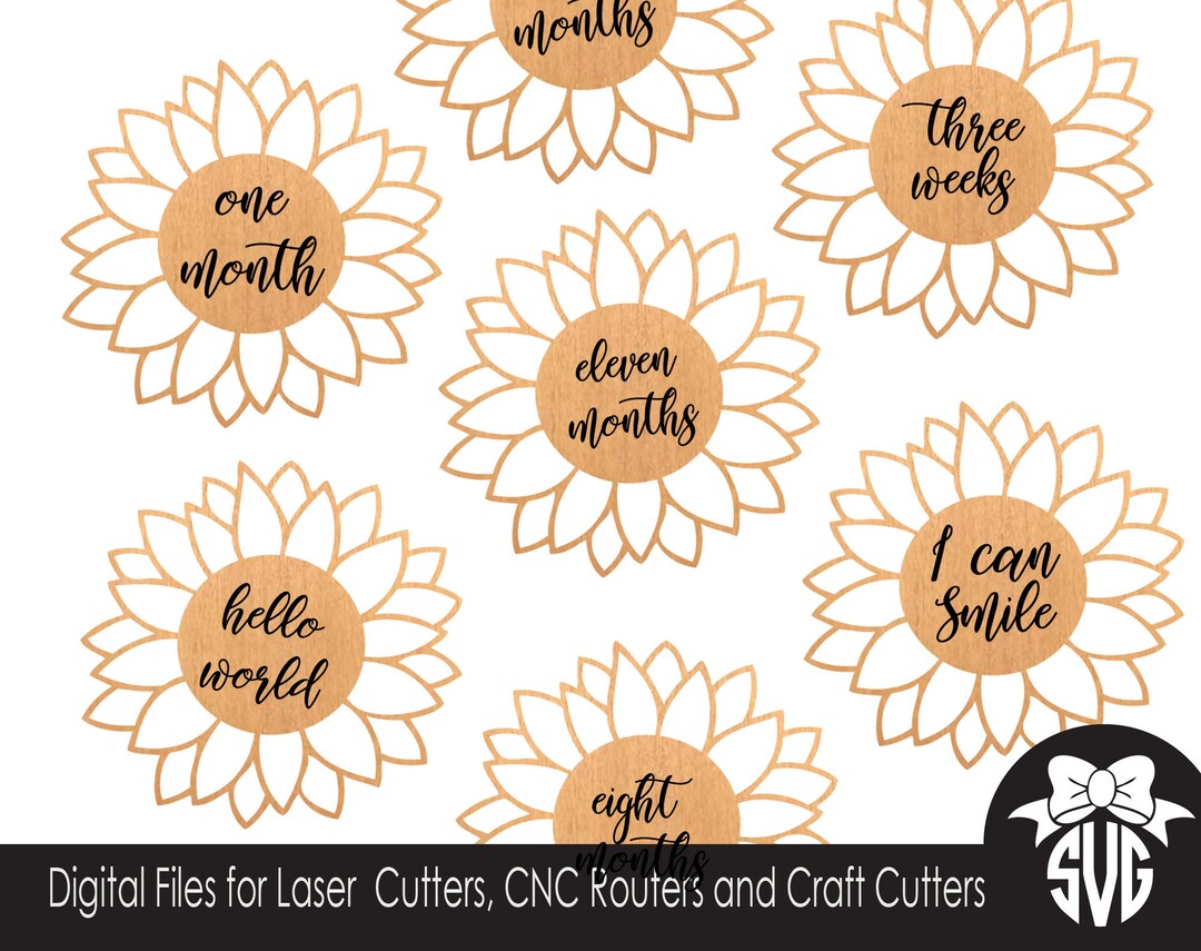 Sunflower Baby Monthly Milestone Photo Markers | Digital Cut File ...