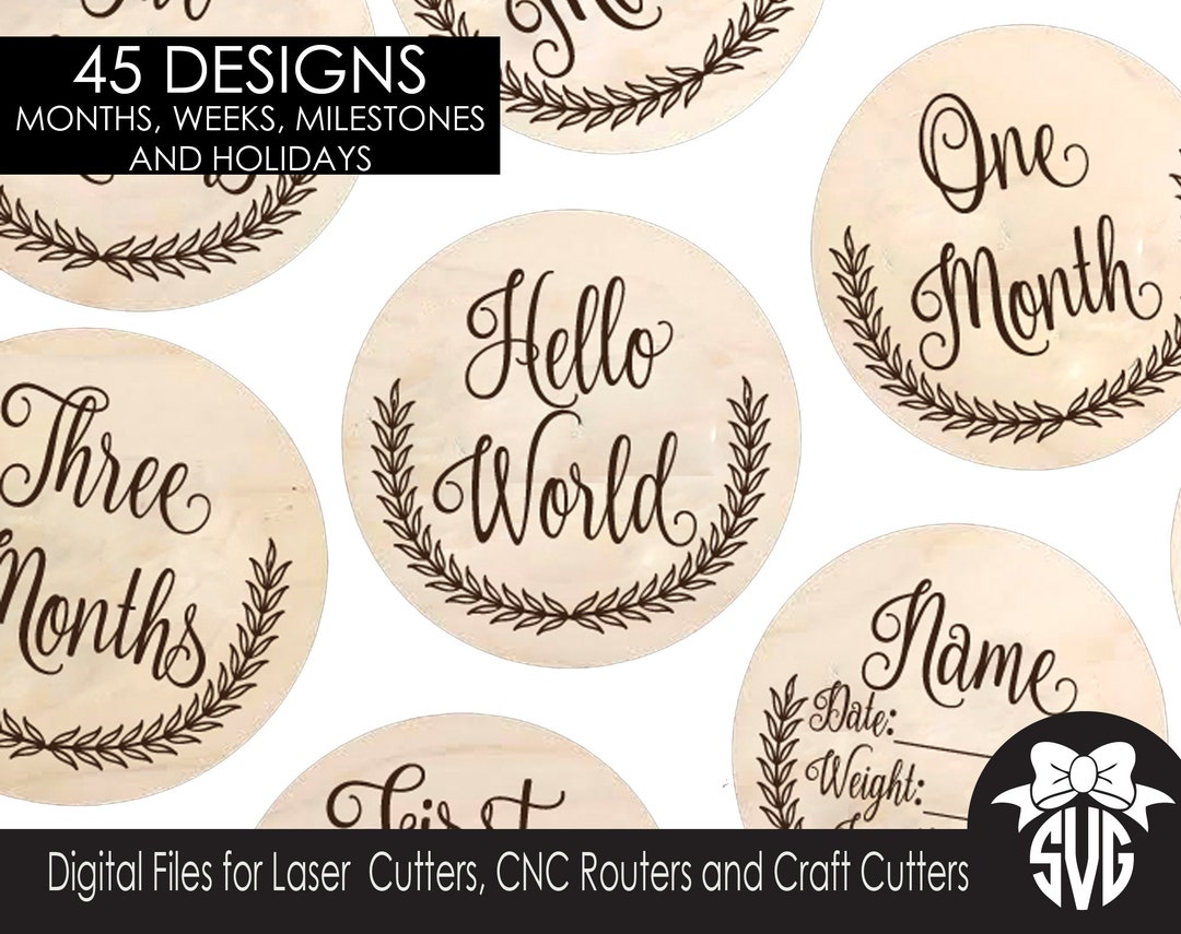 45 Baby Monthly Milestone and Holiday Laurel Photo Markers | Digital ...