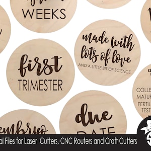 Marqueurs photo d'étape importante pour la FIV et la grossesse | Lot de fichiers numériques | Shilouette Cricut Glowforge | Fichier SVG | Découpe laser et artisanale