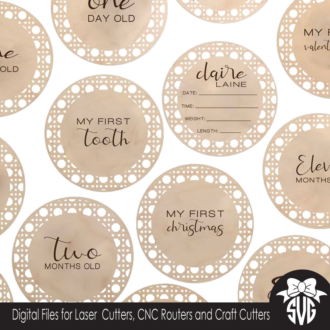 Rattan Baby Monthly Milestone and Holiday Photo Markers | Digital Cut ...