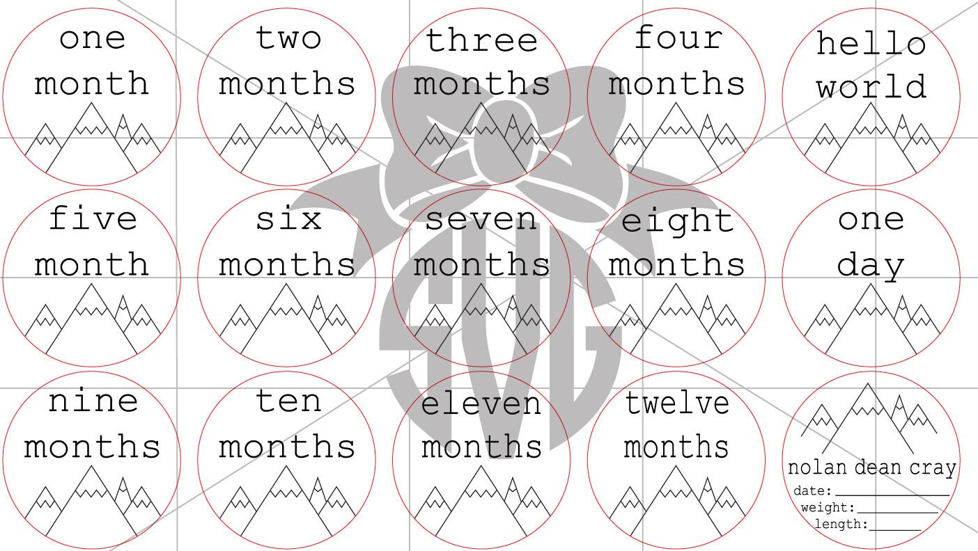 Baby Milestone Photo Markers Mountain Digital Cut File Glowforge SVG ...