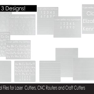 Colección de tableros de trazado para práctica de escritura con borrado en seco / Archivo de corte digital / Glowforge / Archivo SVG / Corte láser