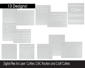 Dry Erase Writing Practice Tracing Board Collection | Digital Cut File | Glowforge | SVG File | Laser Cutting