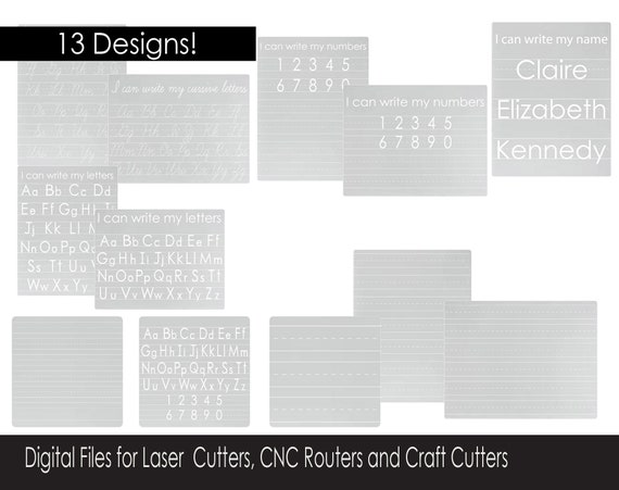 Dry Erase Writing Practice Tracing Board Collection | Digital Cut File | Glowforge | SVG File | Laser Cutting