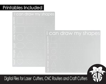 Dry Erase Shapes Practice Tracing Board | Digital Cut File | Glowforge | SVG File | Laser Cutting