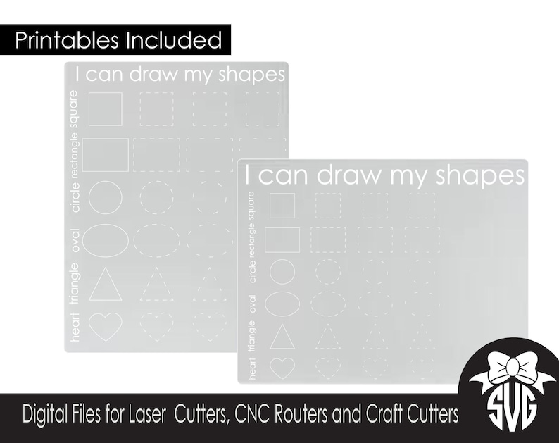Dry Erase Shapes Practice Tracing Board Digital Cut File Etsy