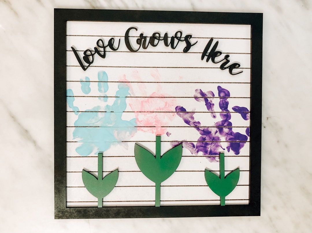 Love Grows Here Handprint Flower Sign | Mother's Day | Grandparents Day ...