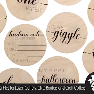 Marqueurs photo pour l'étape mensuelle et les fêtes de bébé | Fichier numérique découpé | Shilouette Cricut Glowforge | Fichier SVG | Découpe laser | 25