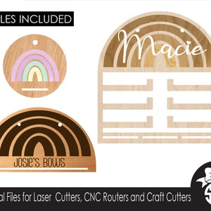 Supporto per fiocco arcobaleno per fasce e fiocchi / File di taglio digitale / Glowforge / File SVG / Taglio laser