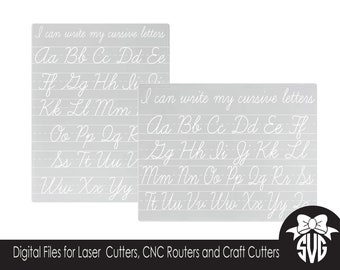 Cursive Letters Dry Erase Writing Practice Tracing Board | Digital Cut File | Glowforge | SVG File | Laser Cutting