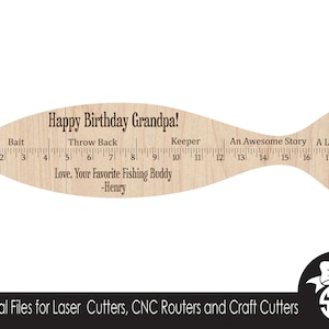 Règle de poisson | Cadeau drôle | Cadeau pour la fête des pères et des grands-pères | Fichier numérique découpé | Forgelumineuse | Fichier SVG | Découpe laser