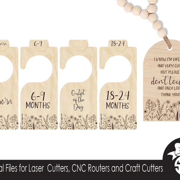 Wildflower Closet Dividers and Don't Touch Tag Bundle | Digital Cut File | Glowforge | SVG File | Laser Cutting