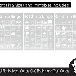Dry Erase Road Trip Bingo Game Board | Digital Cut File | Glowforge | SVG File | Laser Cutting | Printable