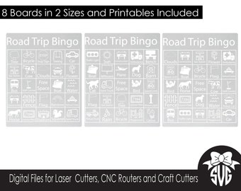 Dry Erase Road Trip Bingo Game Board | Digital Cut File | Glowforge | SVG File | Laser Cutting | Printable