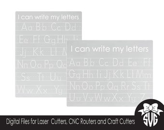Dry Erase Dashed Alphabet Practice Tracing Board | Digital Cut File | Glowforge | SVG File | Laser Cutting