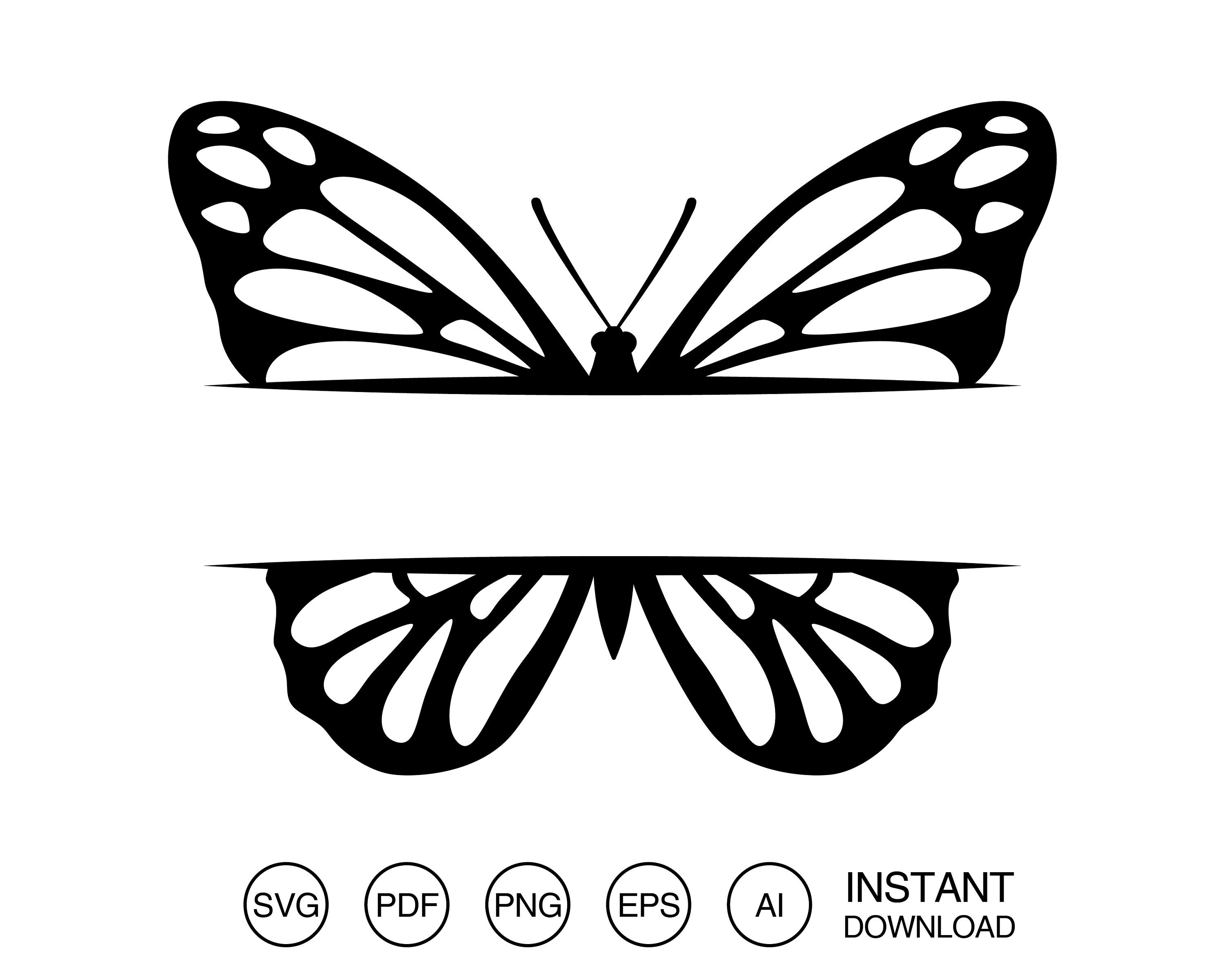 Butterfly Split Monogram SVG - Etsy Israel