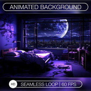 Animated Background for Twitch, Sky with stars, green stream overlay, looped background, vtuber background, lofi
