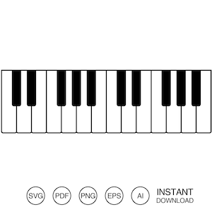 Piano Keyboard Keys SVG Files | Piano Cut Files | Music Vector Files | Piano Vector | Piano Keys Clip Art
