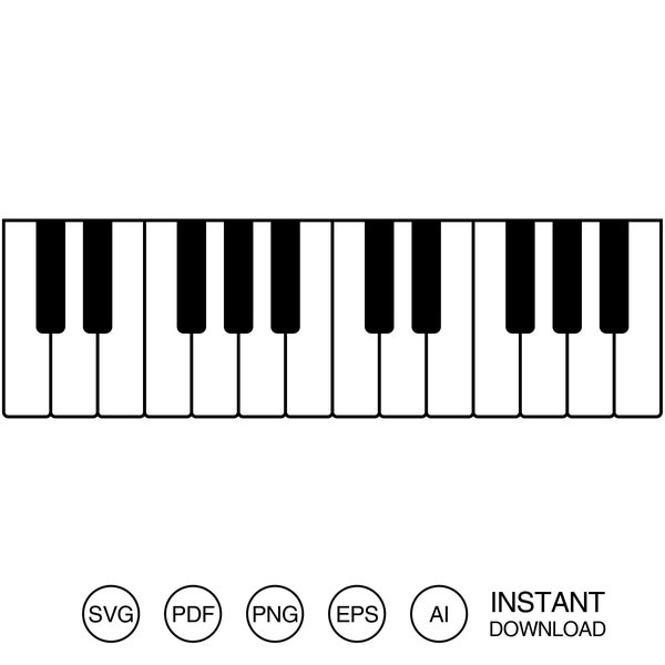 Piano Keyboard Keys SVG Files | Piano Cut Files | Music Vector Files | Piano Vector | Piano Keys Clip Art