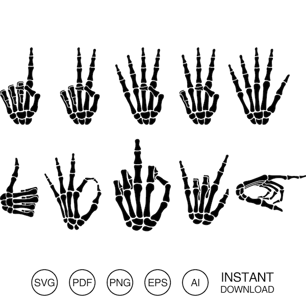 Skeleton hands bundle SVG cut file for Cricut and Silhouette