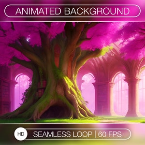 Animated Background for Twitch, Sakura tree, pink stream overlay, looped background, vtuber background, lofi