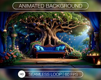 Enchanted Forest Animated Background, Blue Room Stream Overlay