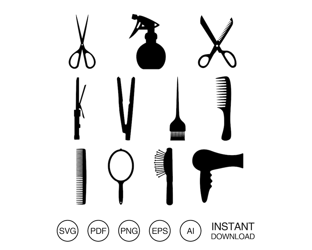 Beauty Salon Accessories SVG Etsy