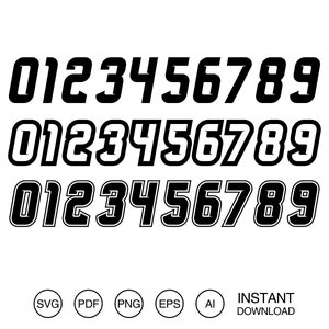 Sport numbers bundle 3 SVG cut file for Cricut and Silhouette