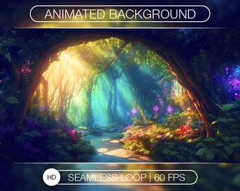 Enchanted Forest Animated Stream Background, Spirit of Trees, Looped Vtuber Overlay