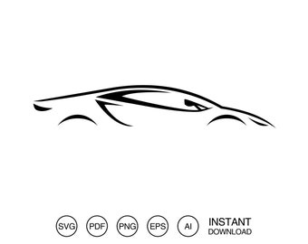 Sport car outline SVG