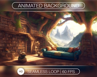 Forest Library Animated Background, Looped Stream Overlay