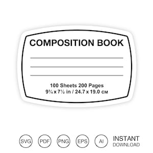 Composition Book SVG / Notebook Label Template