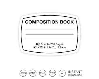 Composition Book SVG / Notebook Label Template