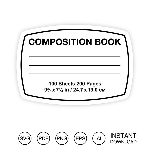Composition Book SVG / Notebook Label Template