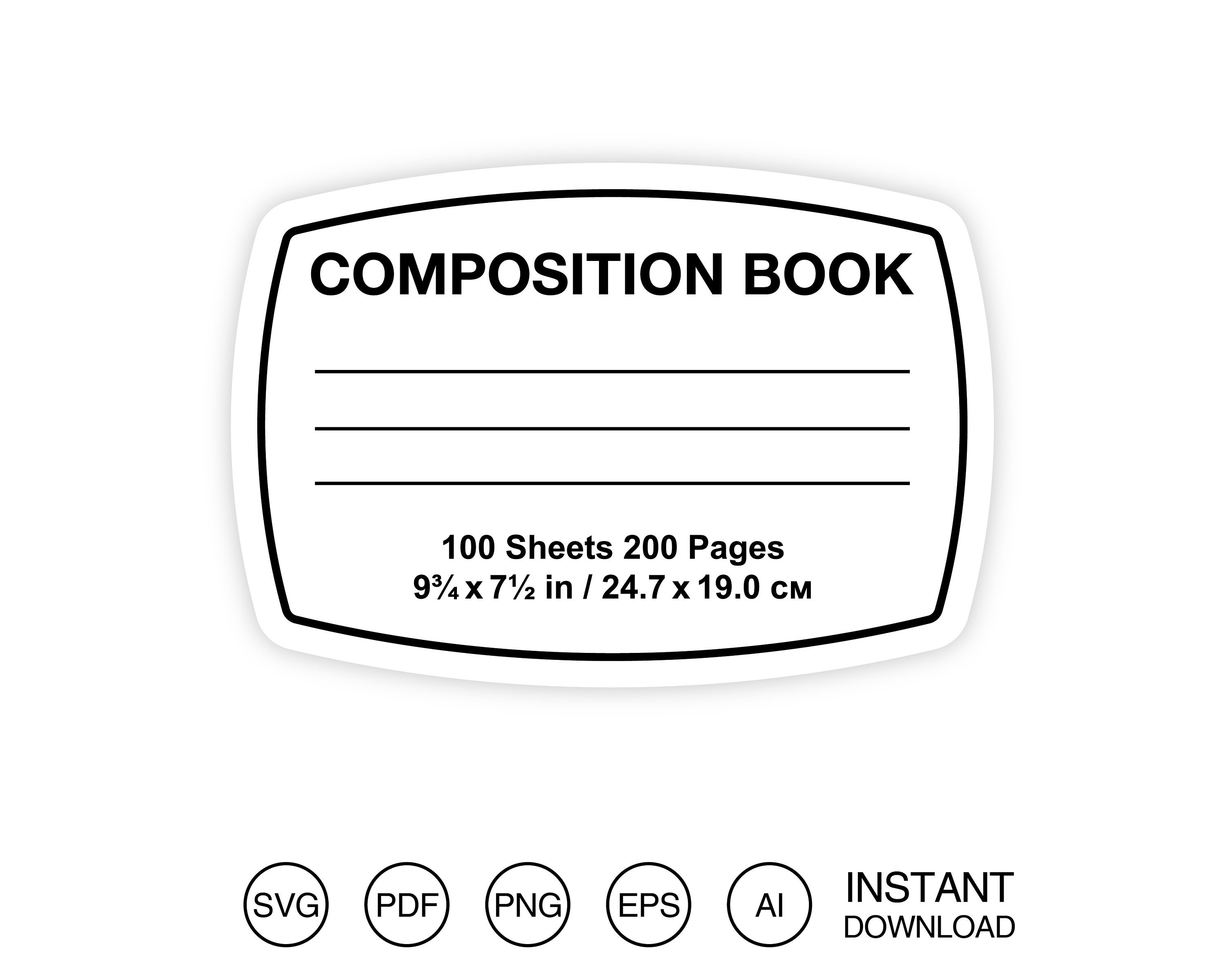 Composition Book SVG / Notebook Label Template -  Canada